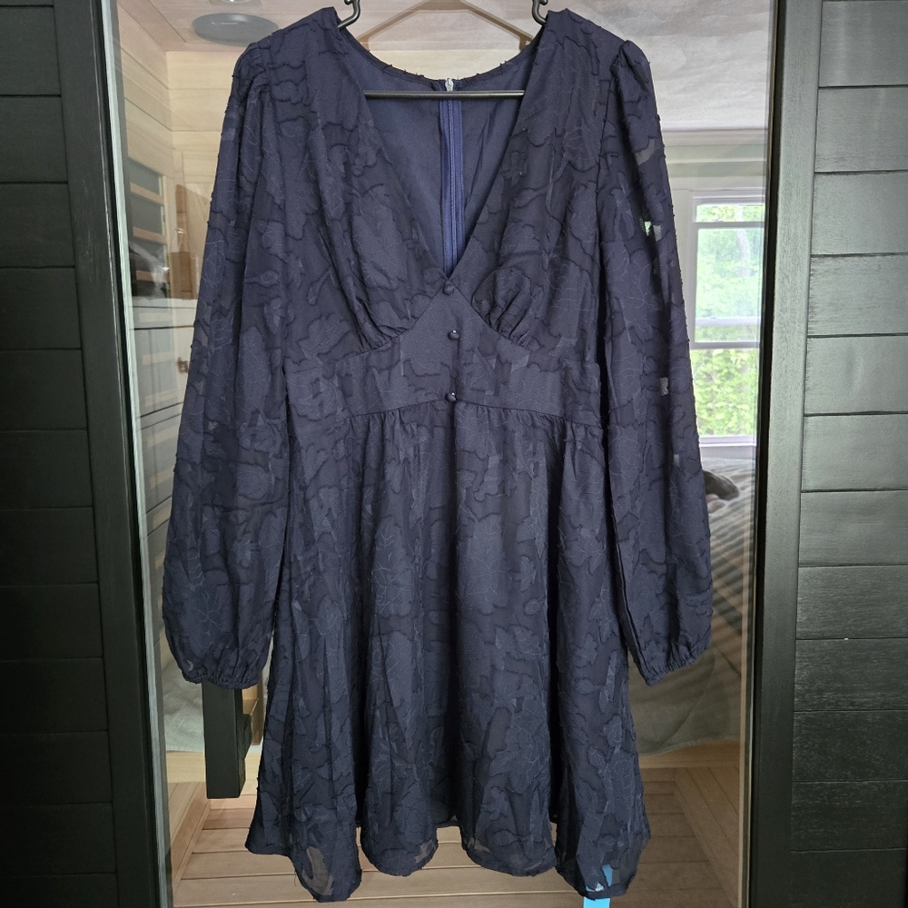 Cupshe Blue Long Sleeve Dress Elegant and Versatile